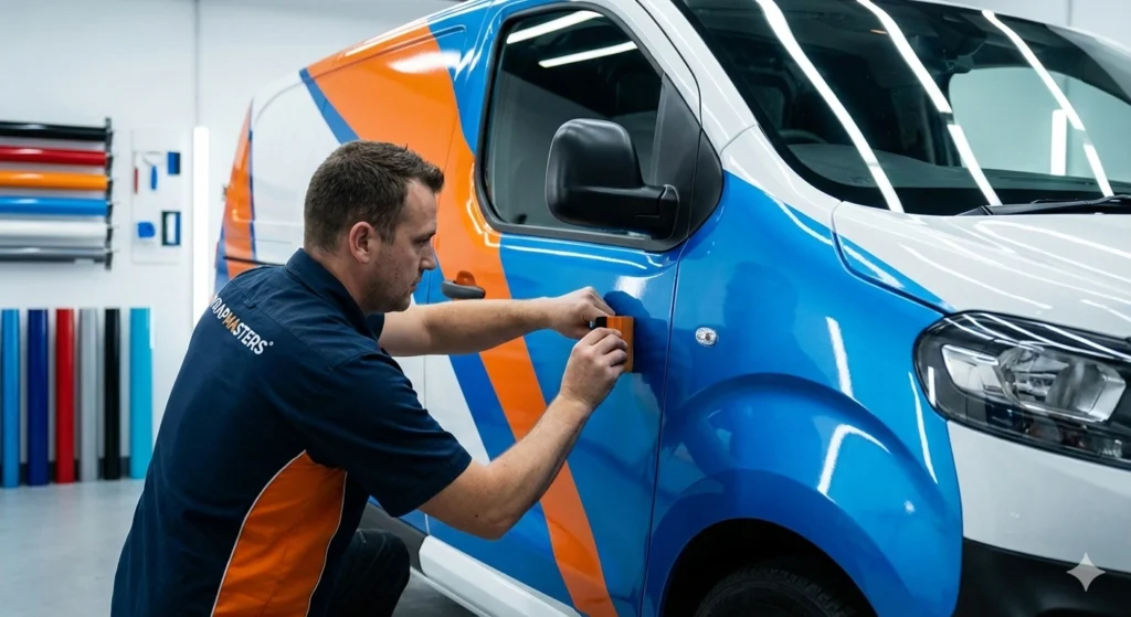 Auto firmowe oklejone folią z grafiką reklamową