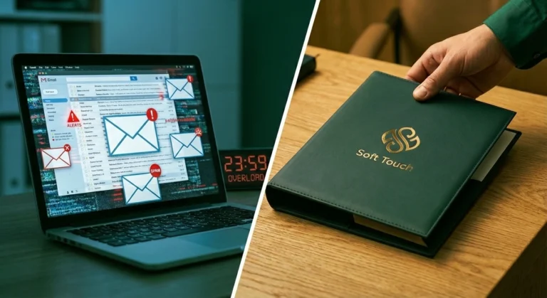 Twój PDF właśnie zginął w spamie. Dlaczego teczka firmowa z logo wygrywa z e-mailem w 2026 roku?