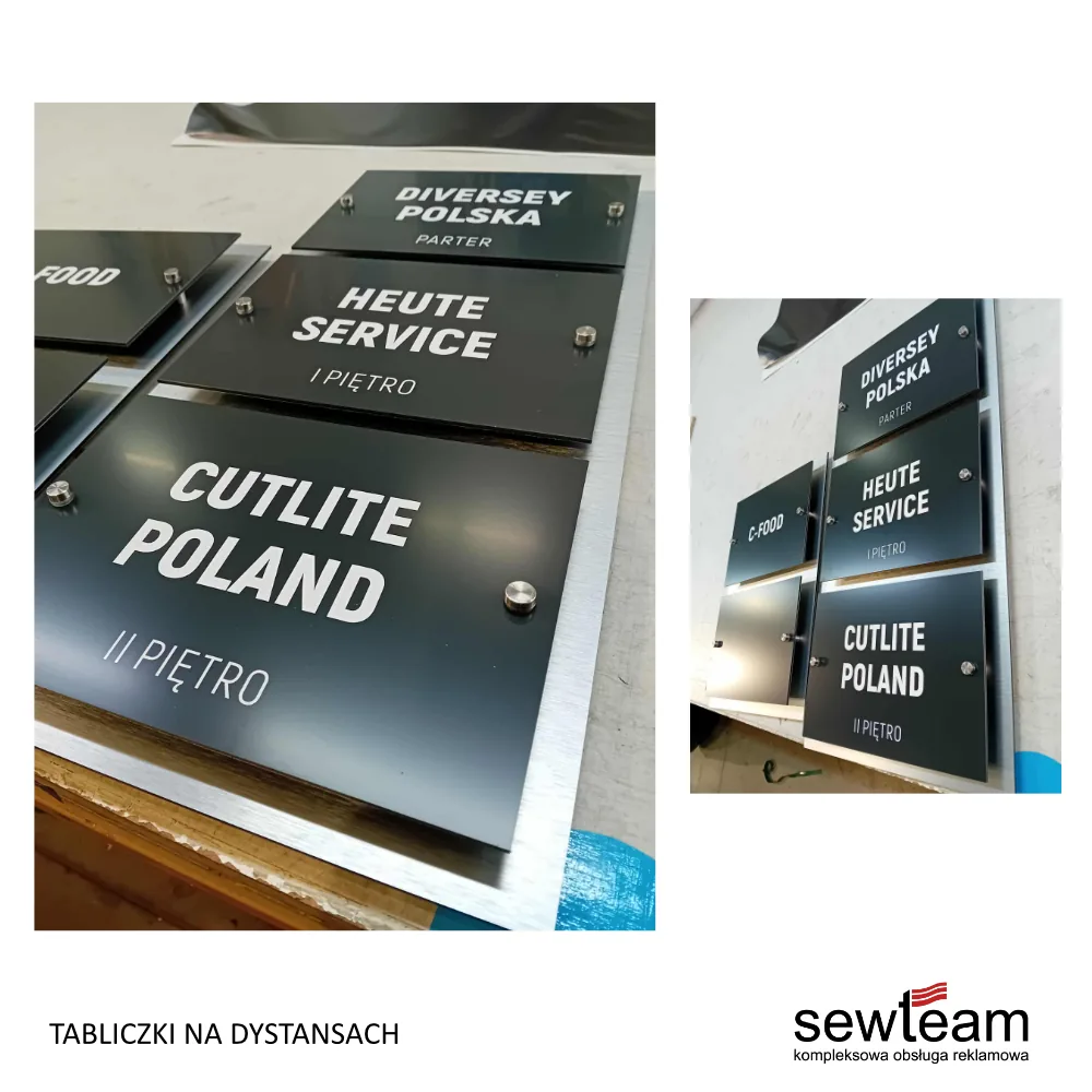 Porównanie wariantów oznakowania biura – minimum, średni zakres, pełne oznakowanie premium
