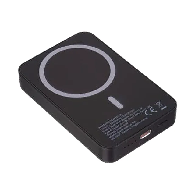 Czarny powerbank magnetyczny 10000 mAh z obudową z ABS z recyklingu