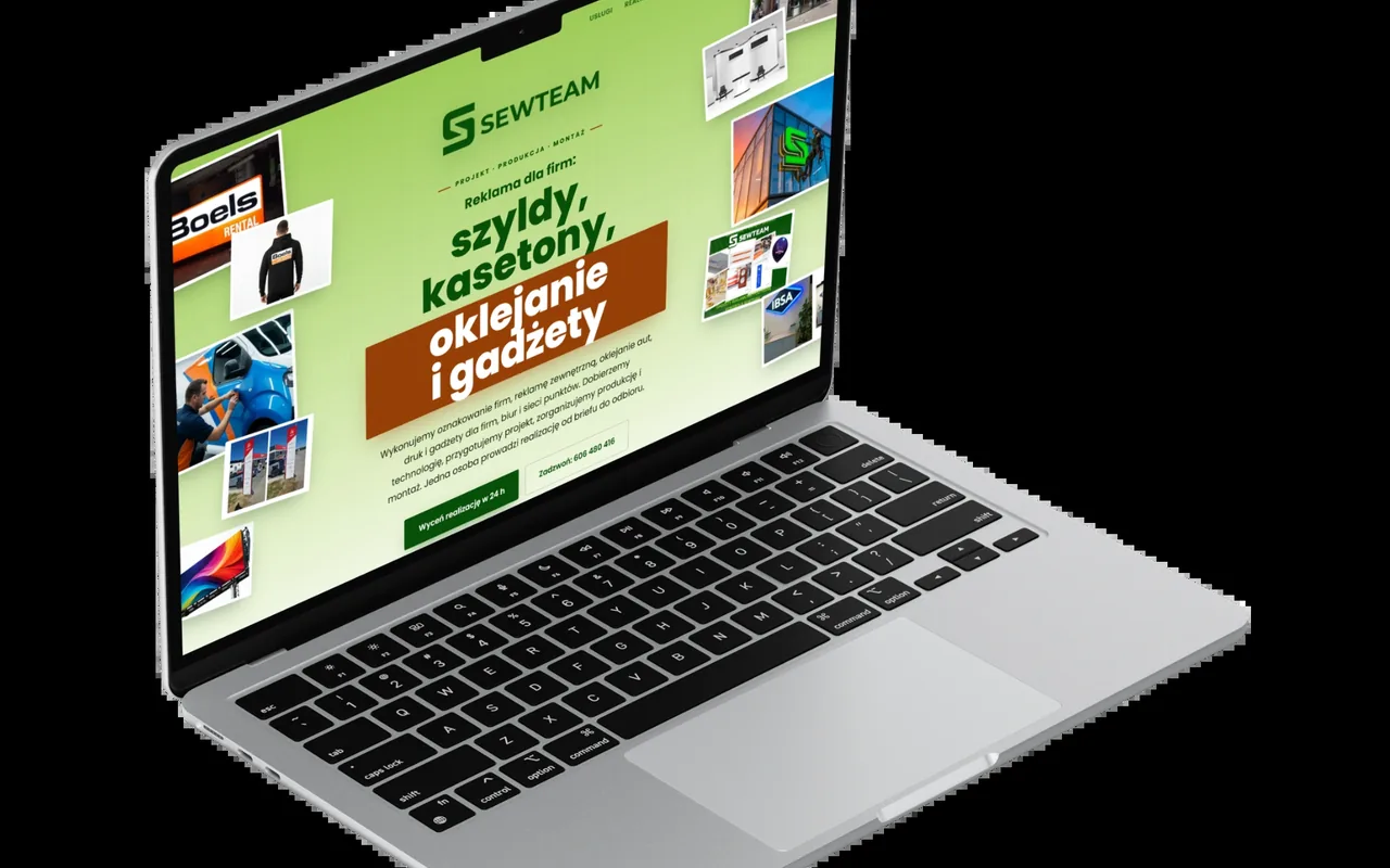 Strona internetowa z ofertą reklamy na ekranie laptopa