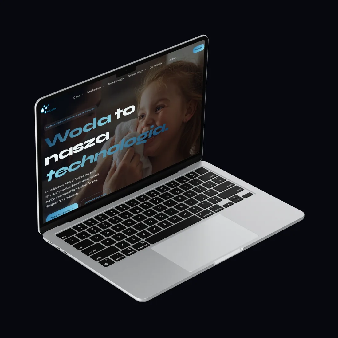 Strona internetowa firmowa na ekranie laptopa